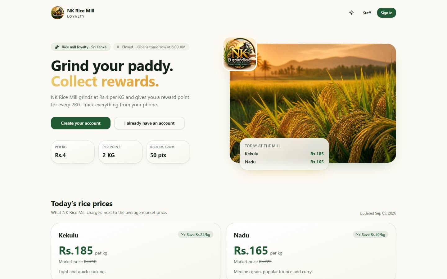 NK Rice Mill Rewards: Loyalty PWA by NoventixLabs